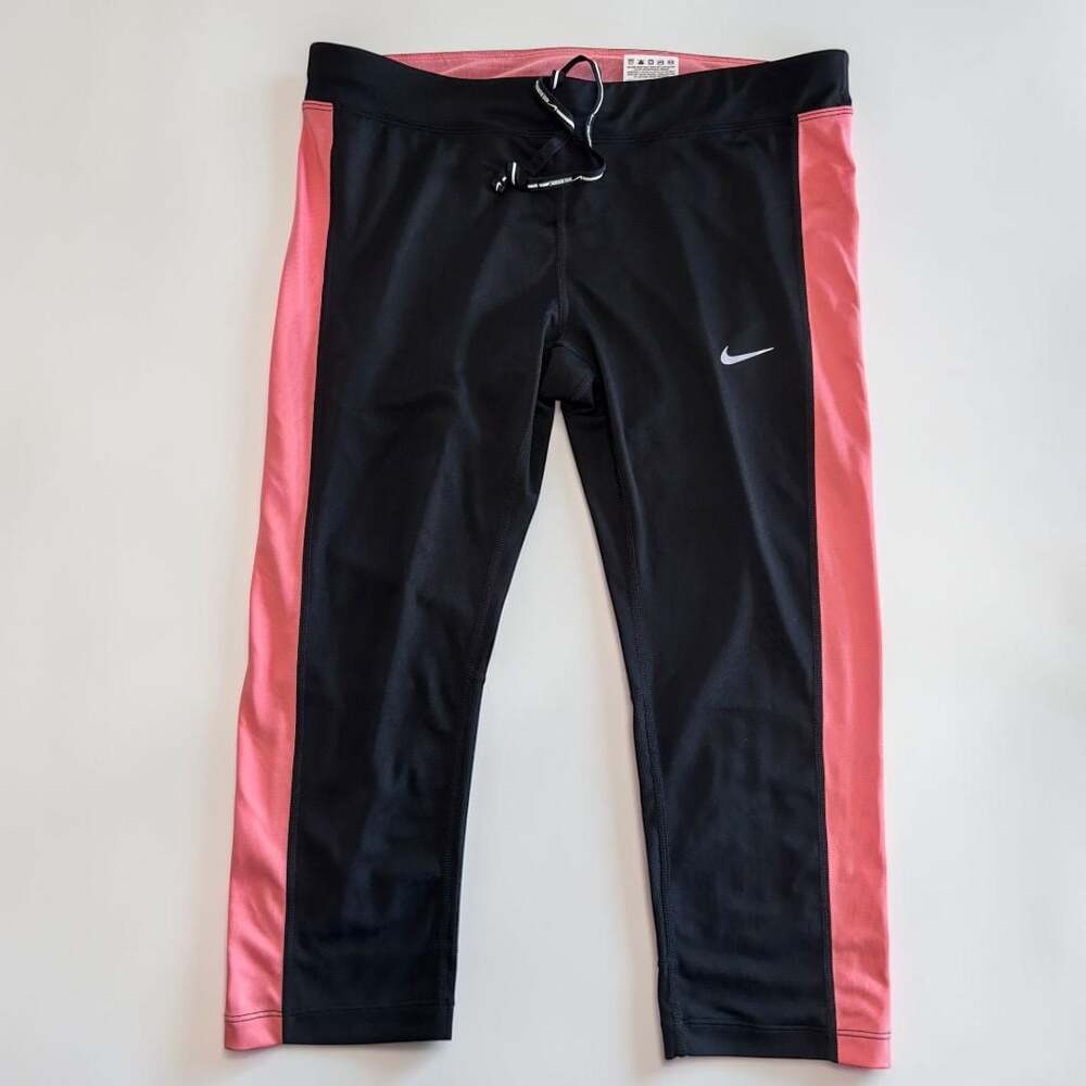 Nike Dri-FIT Essential Running Capri Leggings Black Pink Large